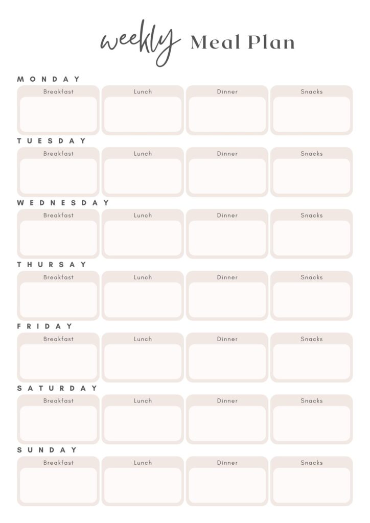 brown white weekly meal planner 1